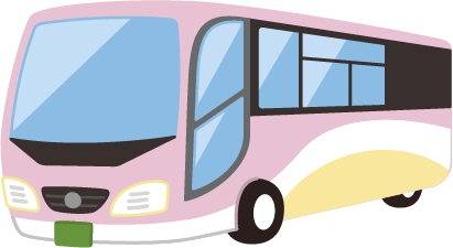 ピンク色のバス